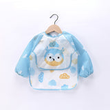 Waterproof Baby Bib with Long Sleeves, Cartoon Design & Crumb Pocket