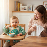 Waterproof Baby Bib with Long Sleeves, Cartoon Design & Crumb Pocket
