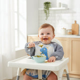 Waterproof Baby Bib with Long Sleeves, Cartoon Design & Crumb Pocket