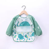 Waterproof Baby Bib with Long Sleeves, Cartoon Design & Crumb Pocket