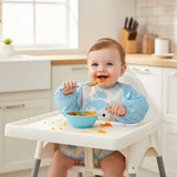 Waterproof Baby Bib with Long Sleeves, Cartoon Design & Crumb Pocket