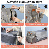 Smart Diaper Bag with Built-in Baby Bed & USB Charger
