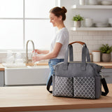 Stylish Geometric Mommy Bag with Pacifier Case | Diaper Bag for Modern Moms
